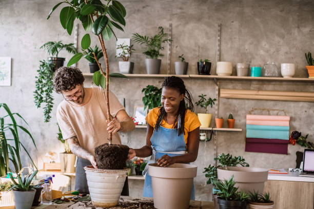 People farming in pots